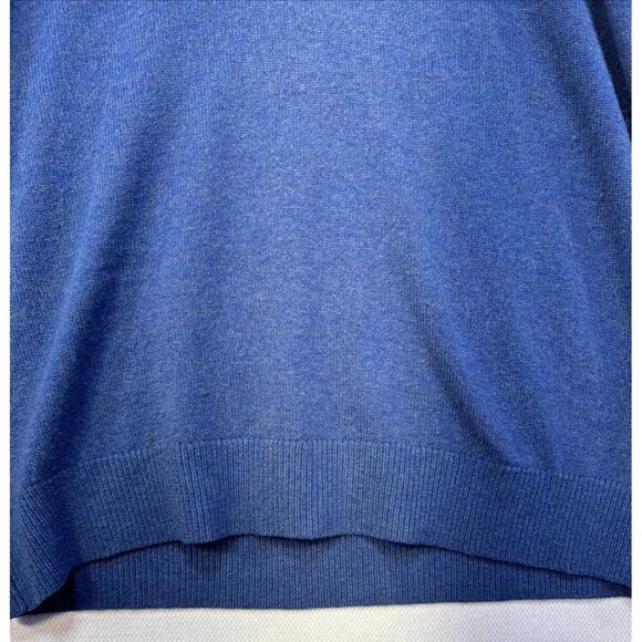 LL Bean Mens Lambs Wool Preppy Academia Sweater Size L Blue V-neck - Picture 3 of 12